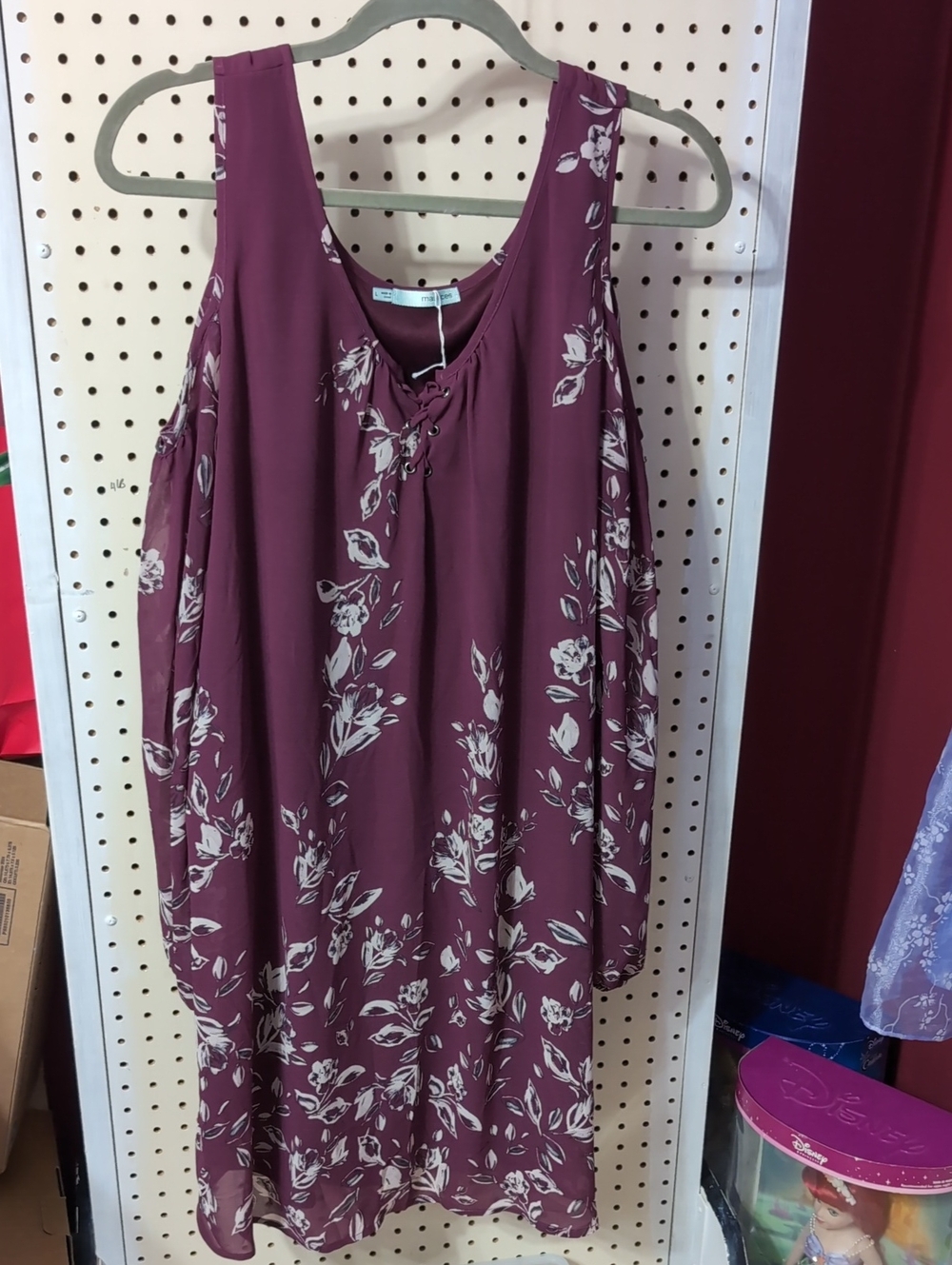 Maurices Plum Floral Cold-Shoulder Shift Dress